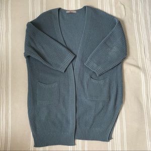 Blue Knitted Longline Cardigan
